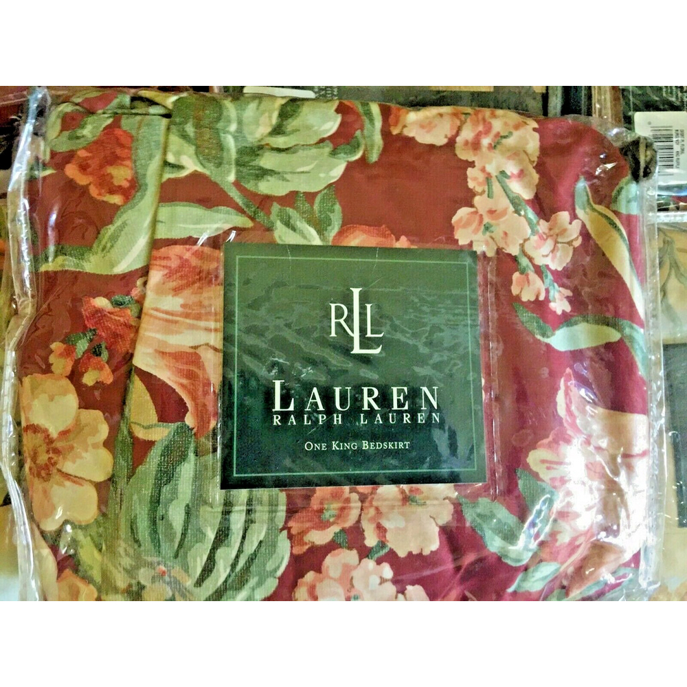 Ralph Lauren Desert Plains Floral King Bed skirt Sateen Cotton New Vintage